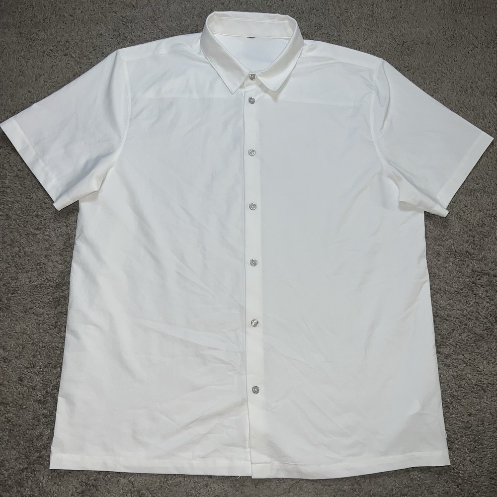 Vuori Shirt Mens XL White Manhattan Performance Short Sleeve Button Up V1024